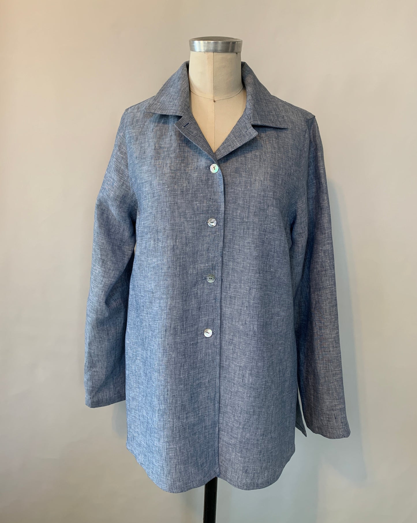 Linen Shirt (Blue/White Melange) Notch