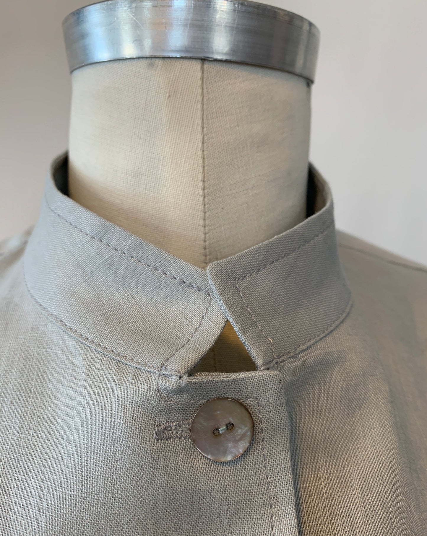 Linen Shirt (Stone) Mandarin