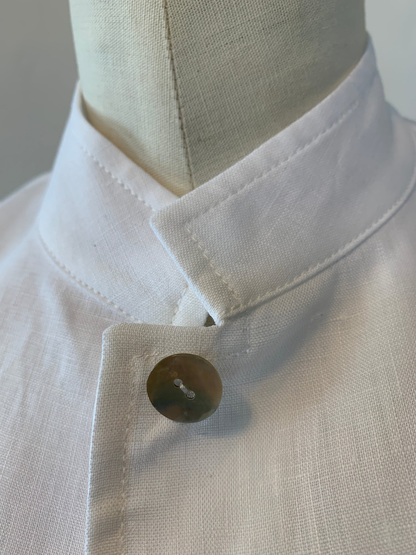 Linen Shirt (White) Mandarin