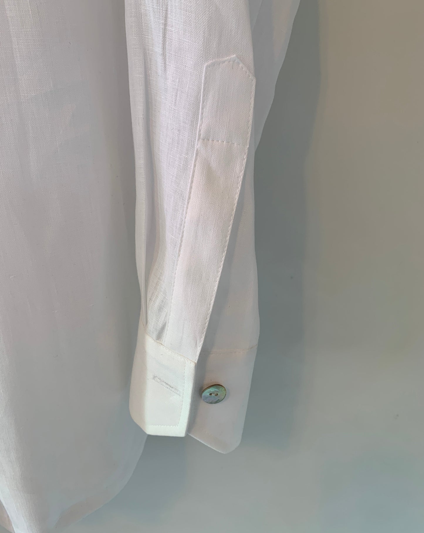 Linen Shirt with Cuff (White) Mandarin
