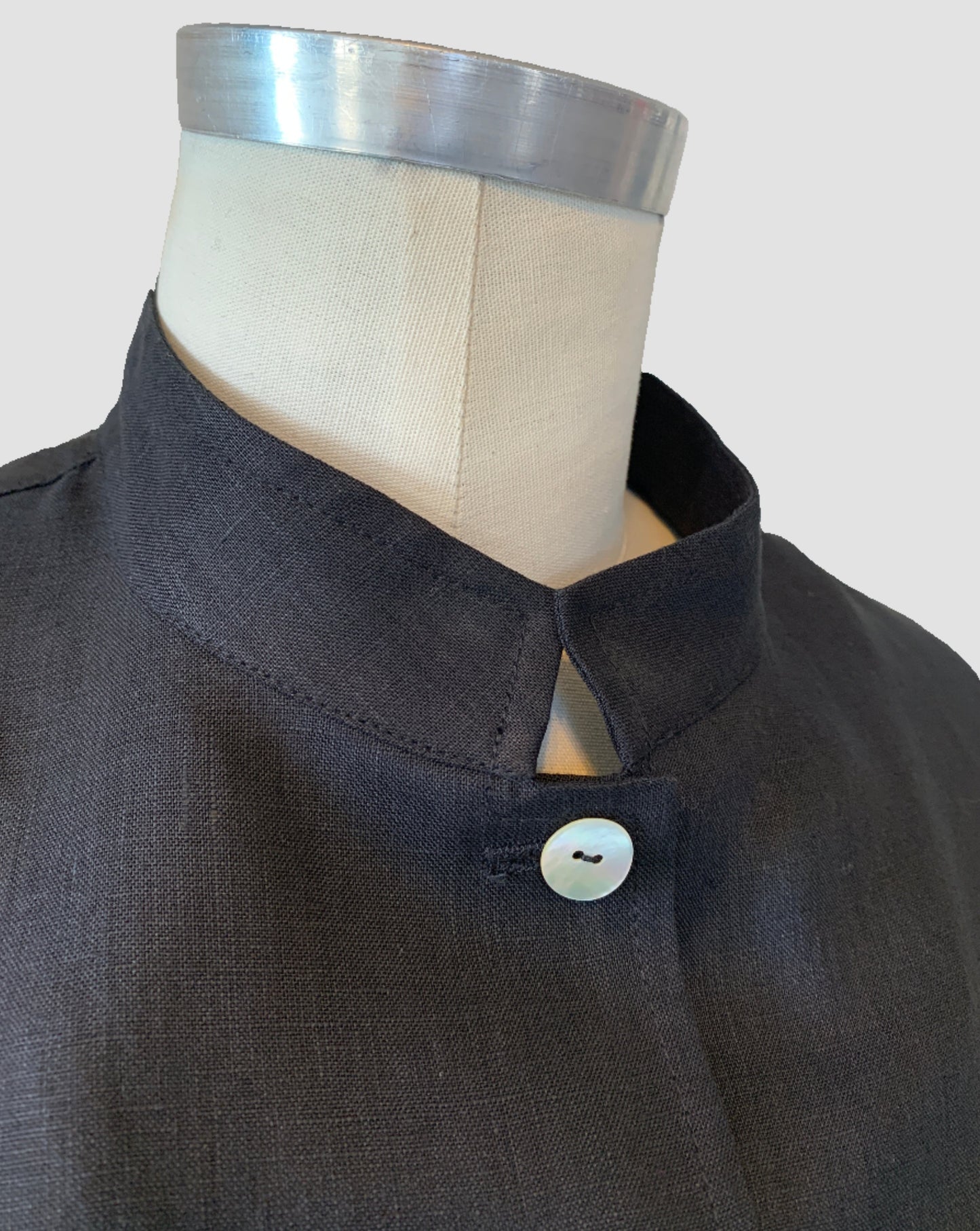 Linen Shirt (Black) Mandarin