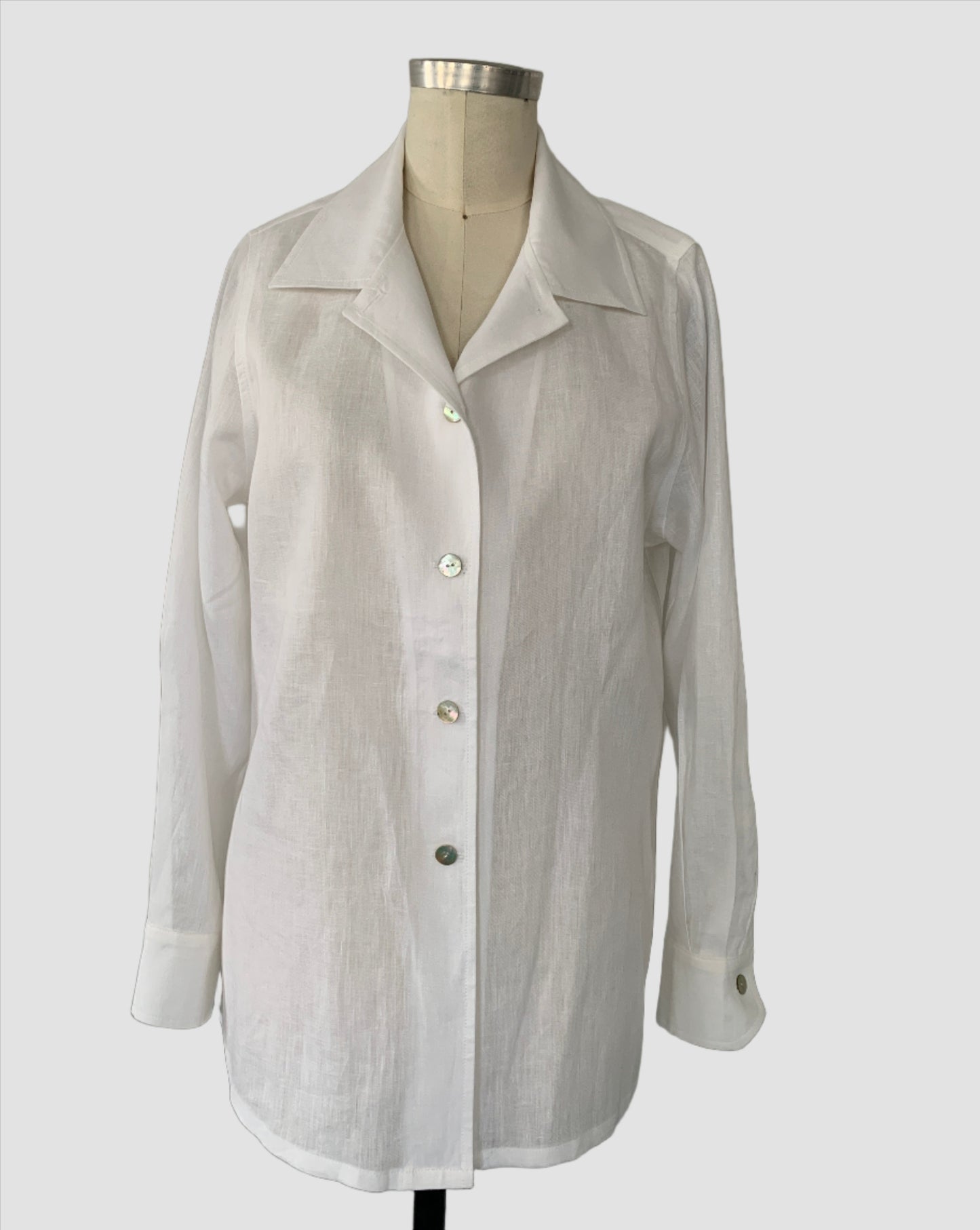 Linen Shirt with Cuff (White) Notch