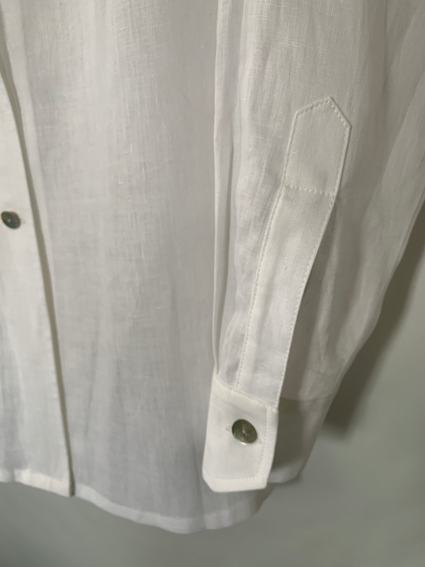 Linen Shirt with Cuff (White) Mandarin