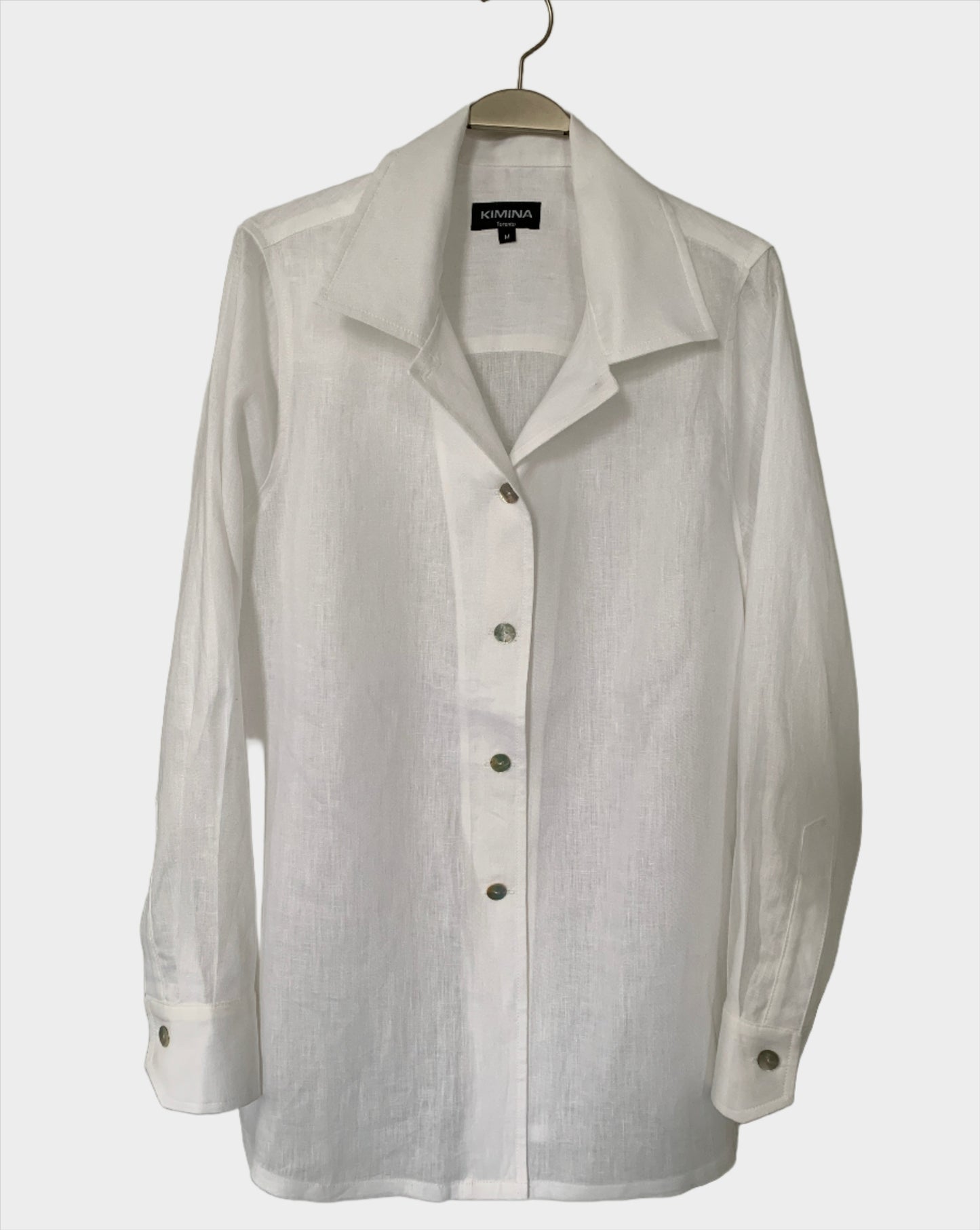 Linen Shirt with Cuff (White) Notch