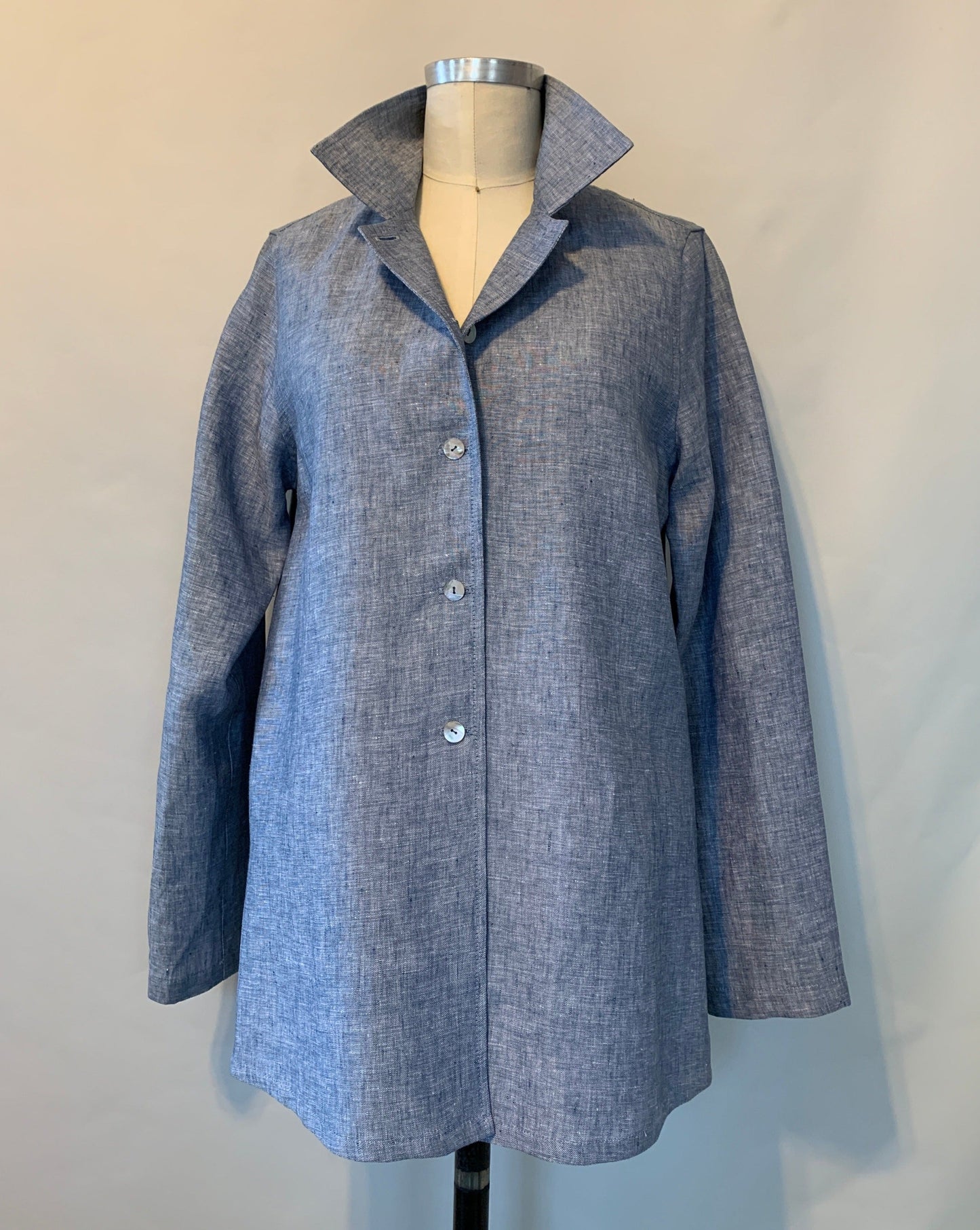 Linen Shirt (Blue/White Melange) Notch