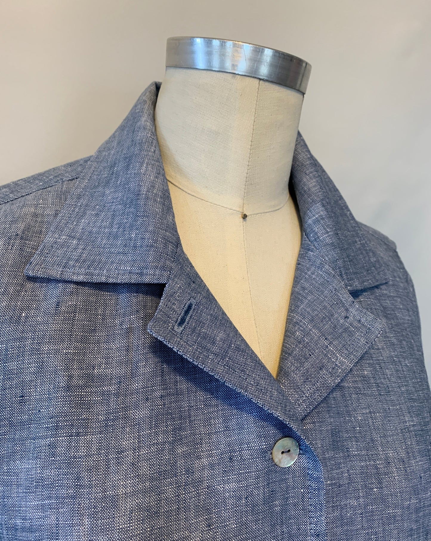 Linen Shirt (Blue/White Melange) Notch