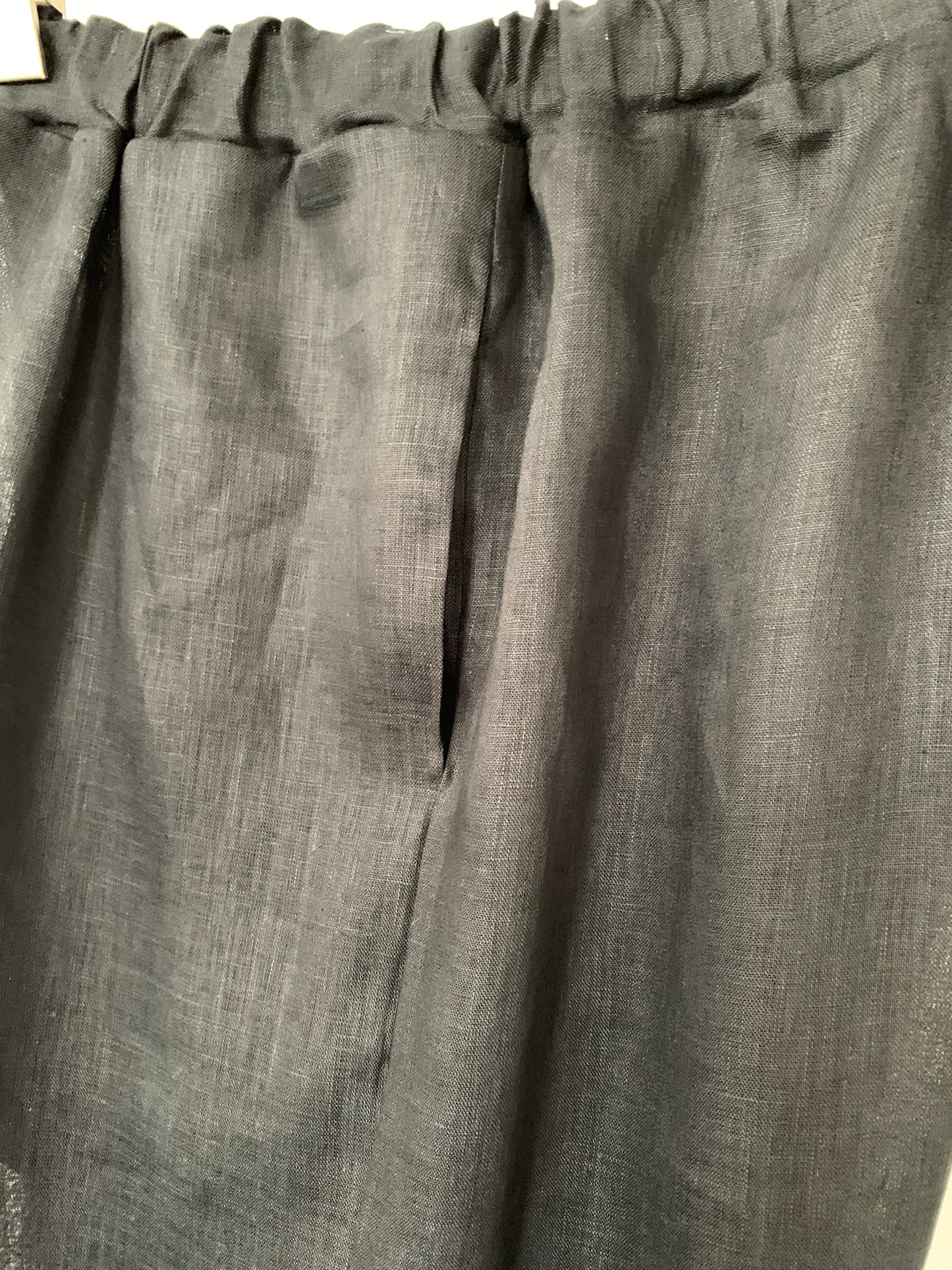 Linen Pants Cropped Pants (Black)