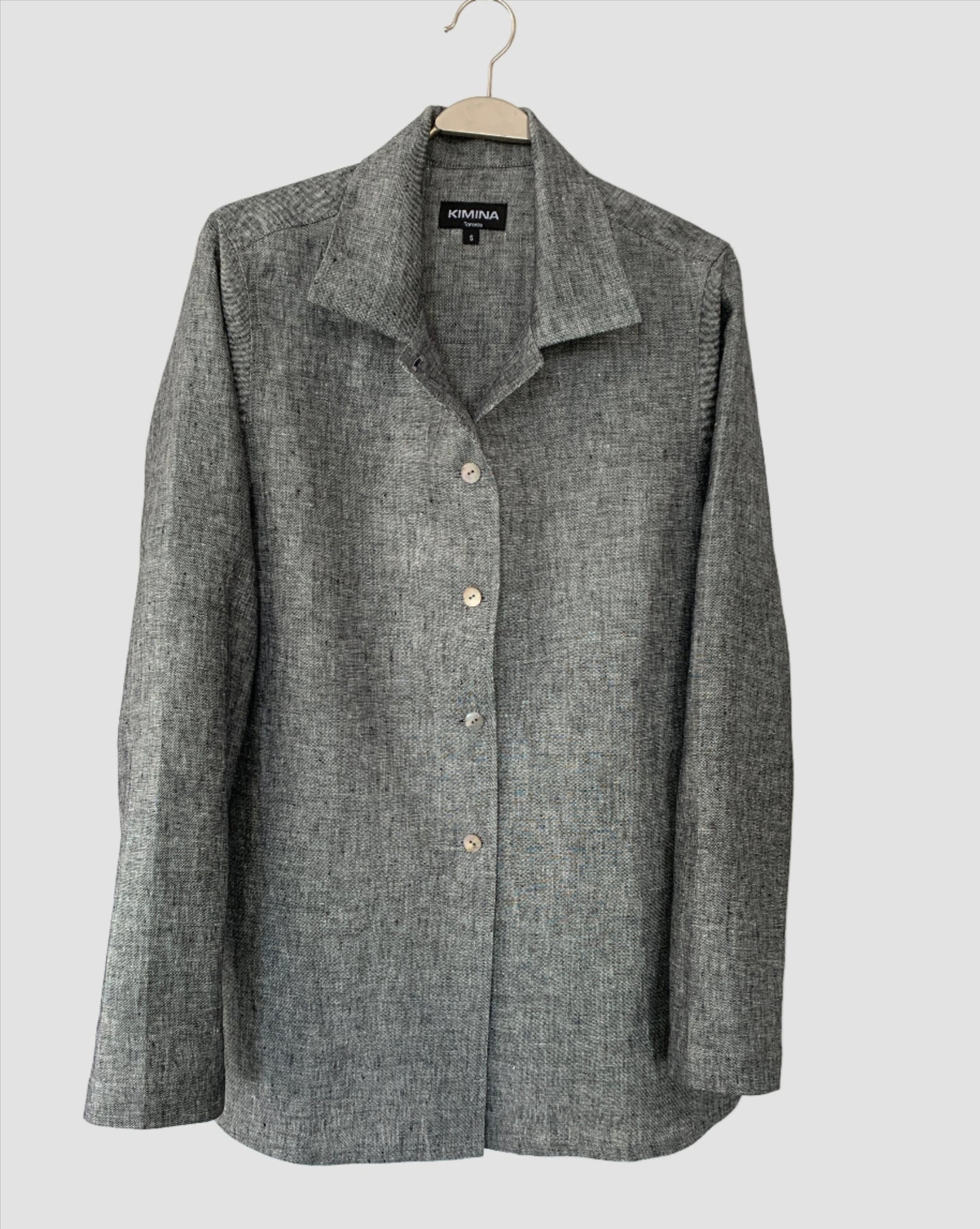 Linen Shirt (Black/White Melange) Notch