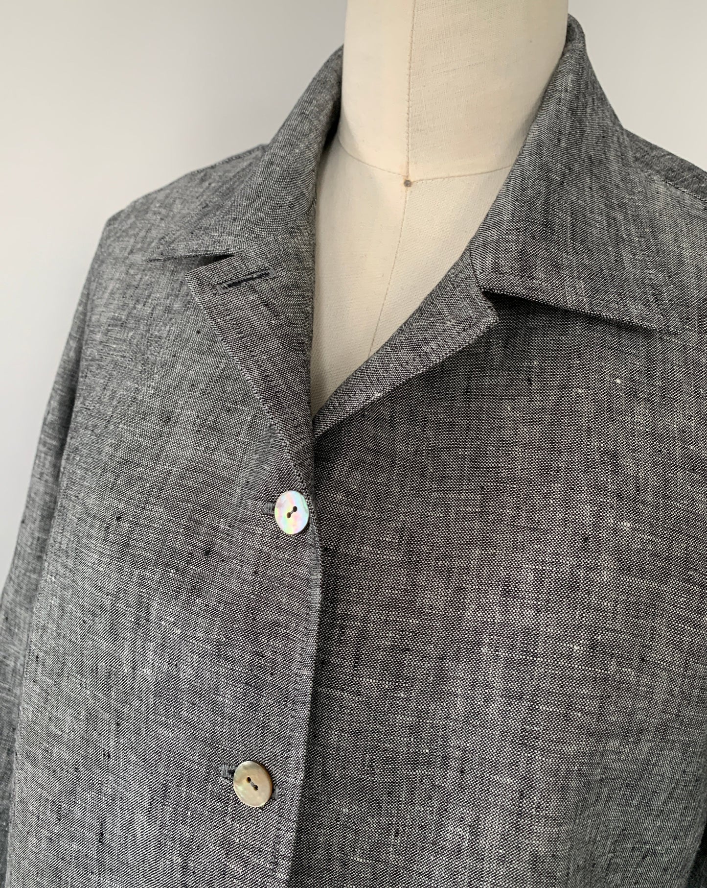 Linen Shirt (Black/White Melange) Notch