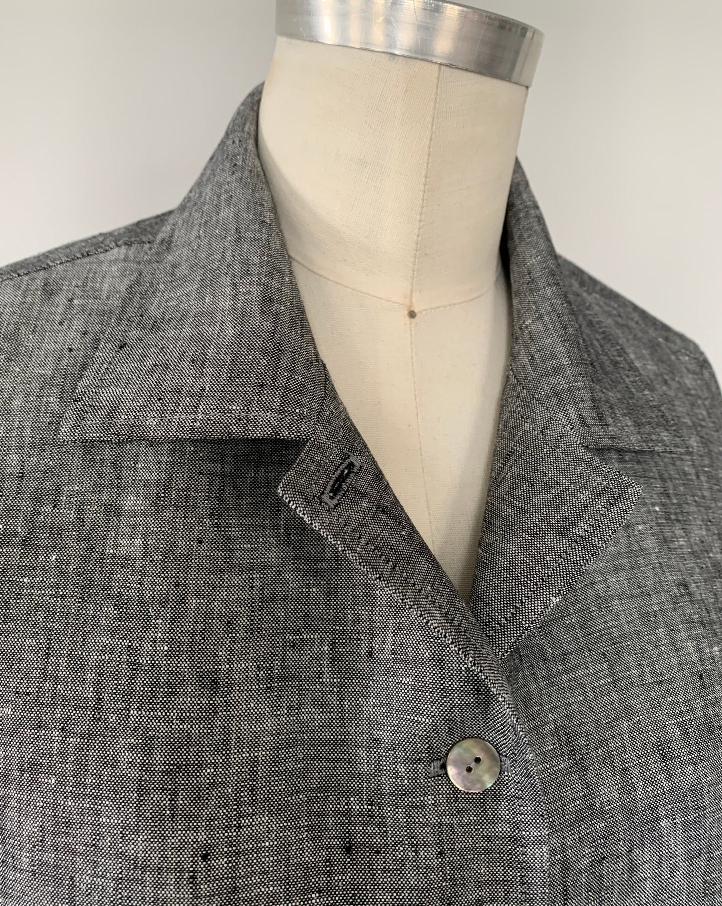 Linen Shirt (Black/White Melange) Notch