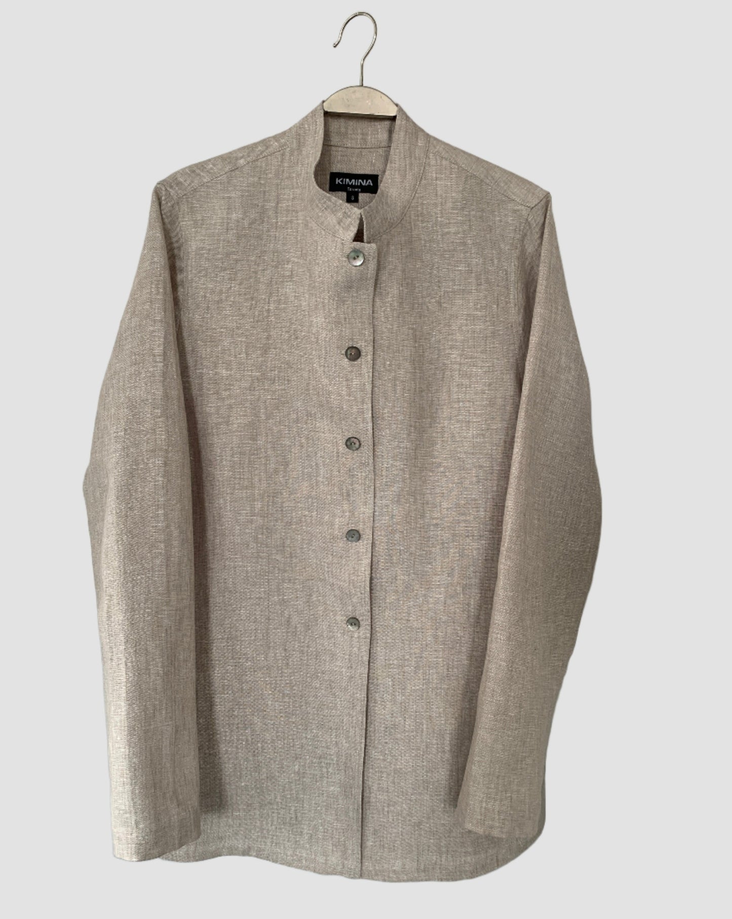 Linen Shirt (Sand/White Melange) Mandarin