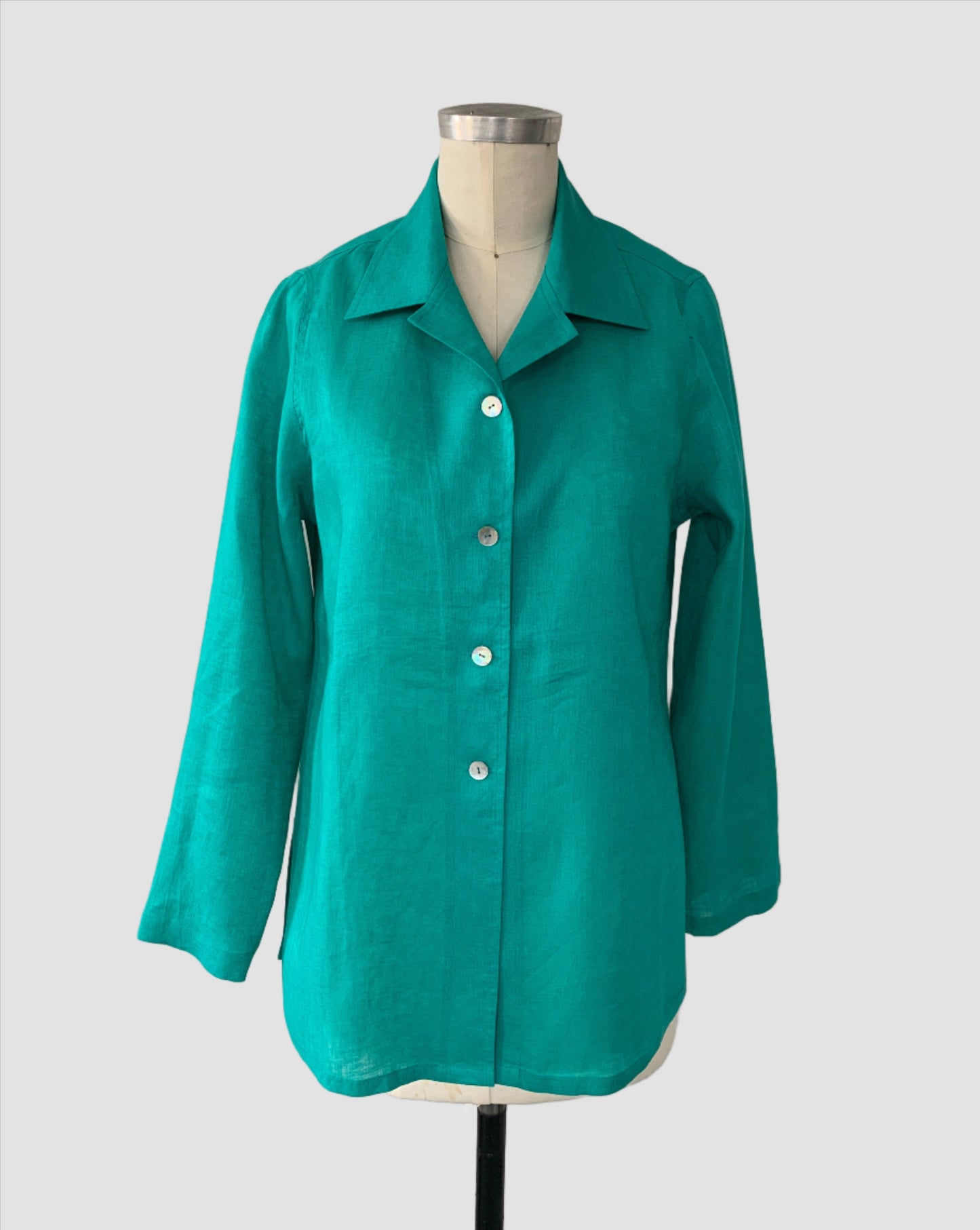 Linen Shirt (Emerald Green) Notch