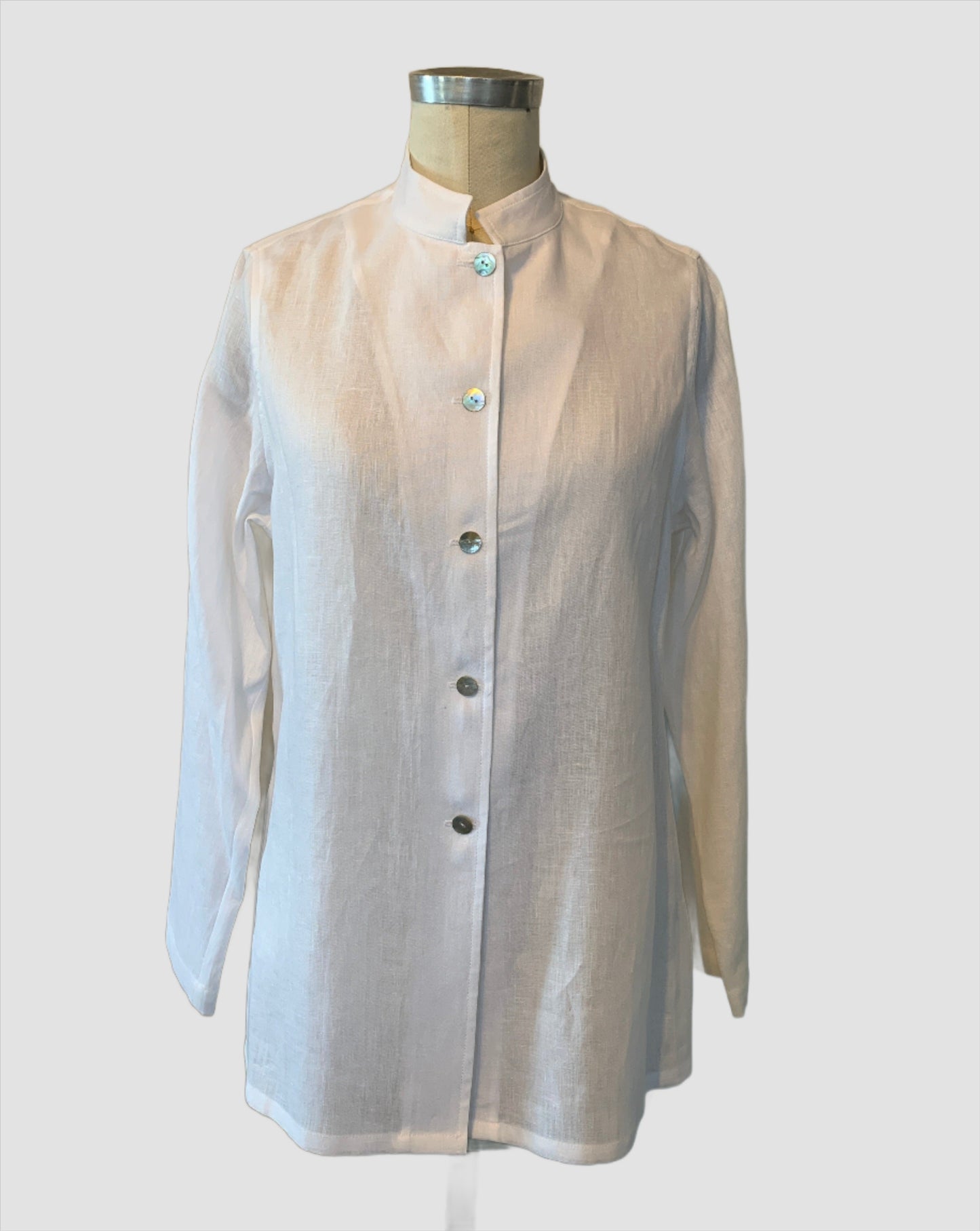 Linen Shirt (White) Mandarin