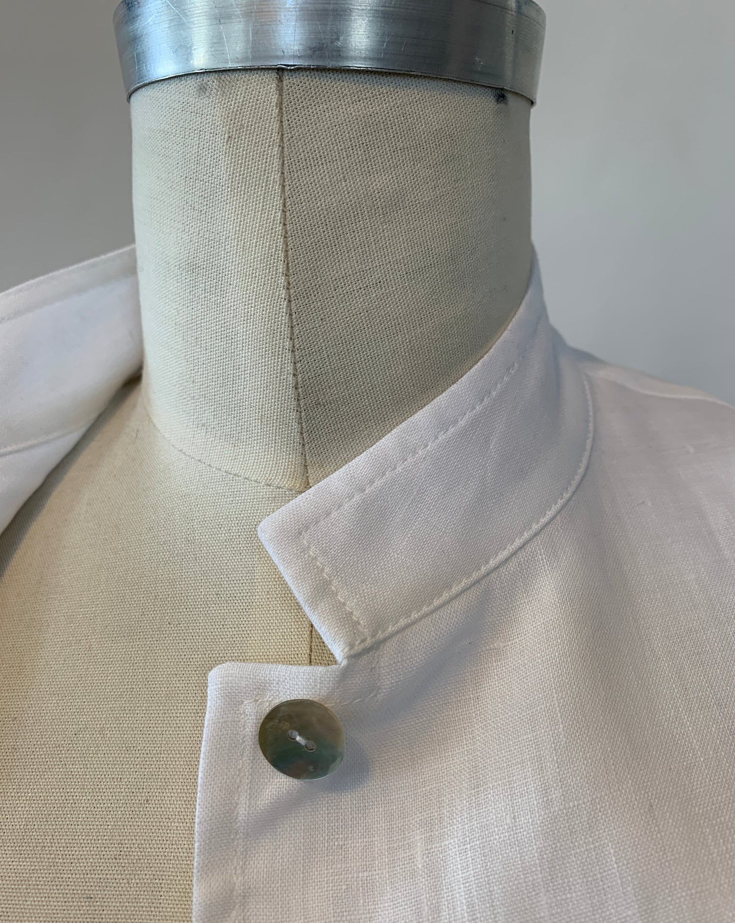 Linen Shirt (White) Mandarin