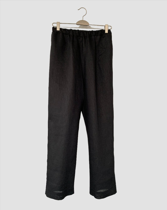 Linen Pants Cropped Pants (Black)
