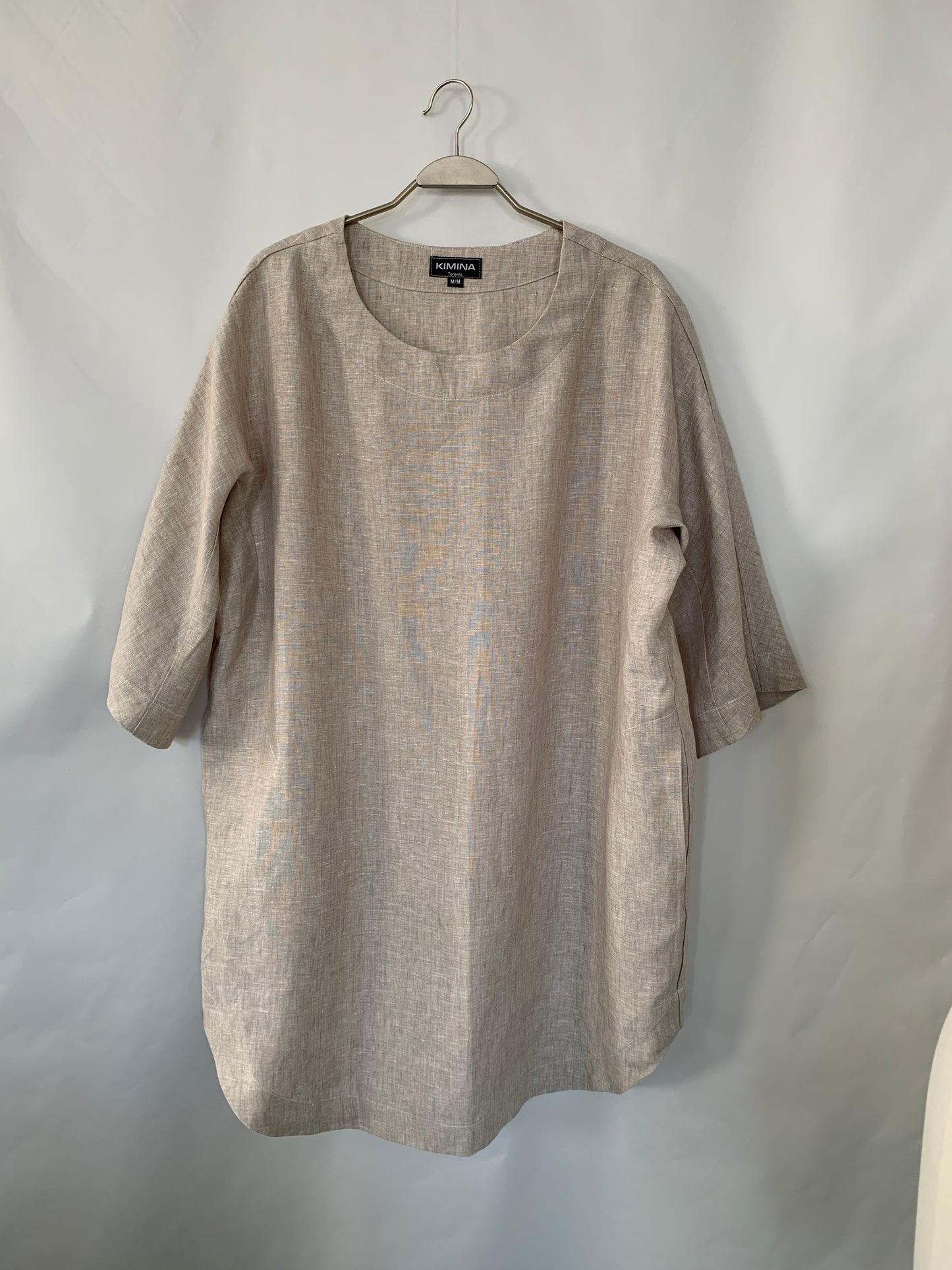 Linen Long Tunic Top(Sand/White Melange)