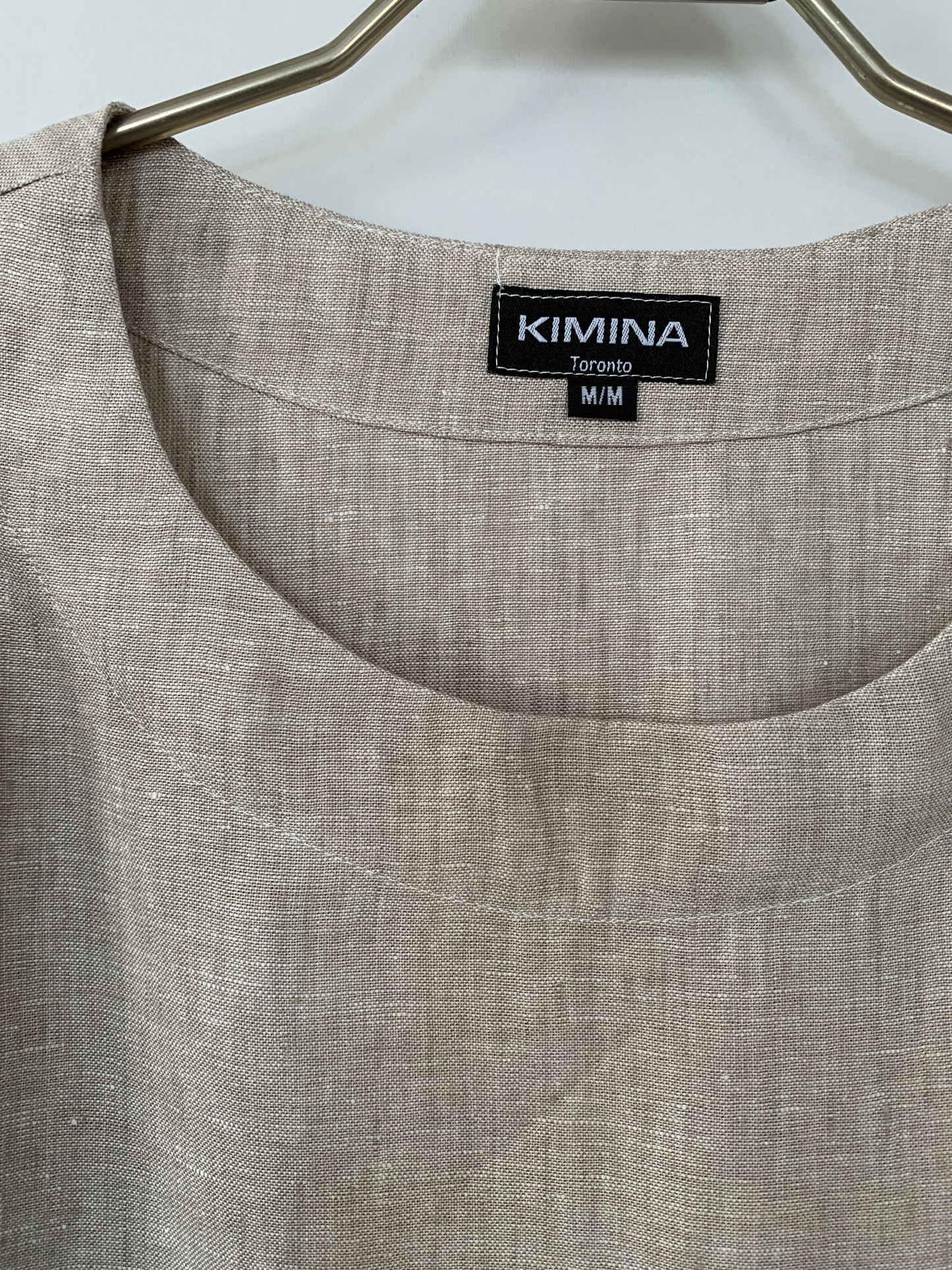 Linen Long Tunic Top(Sand/White Melange)