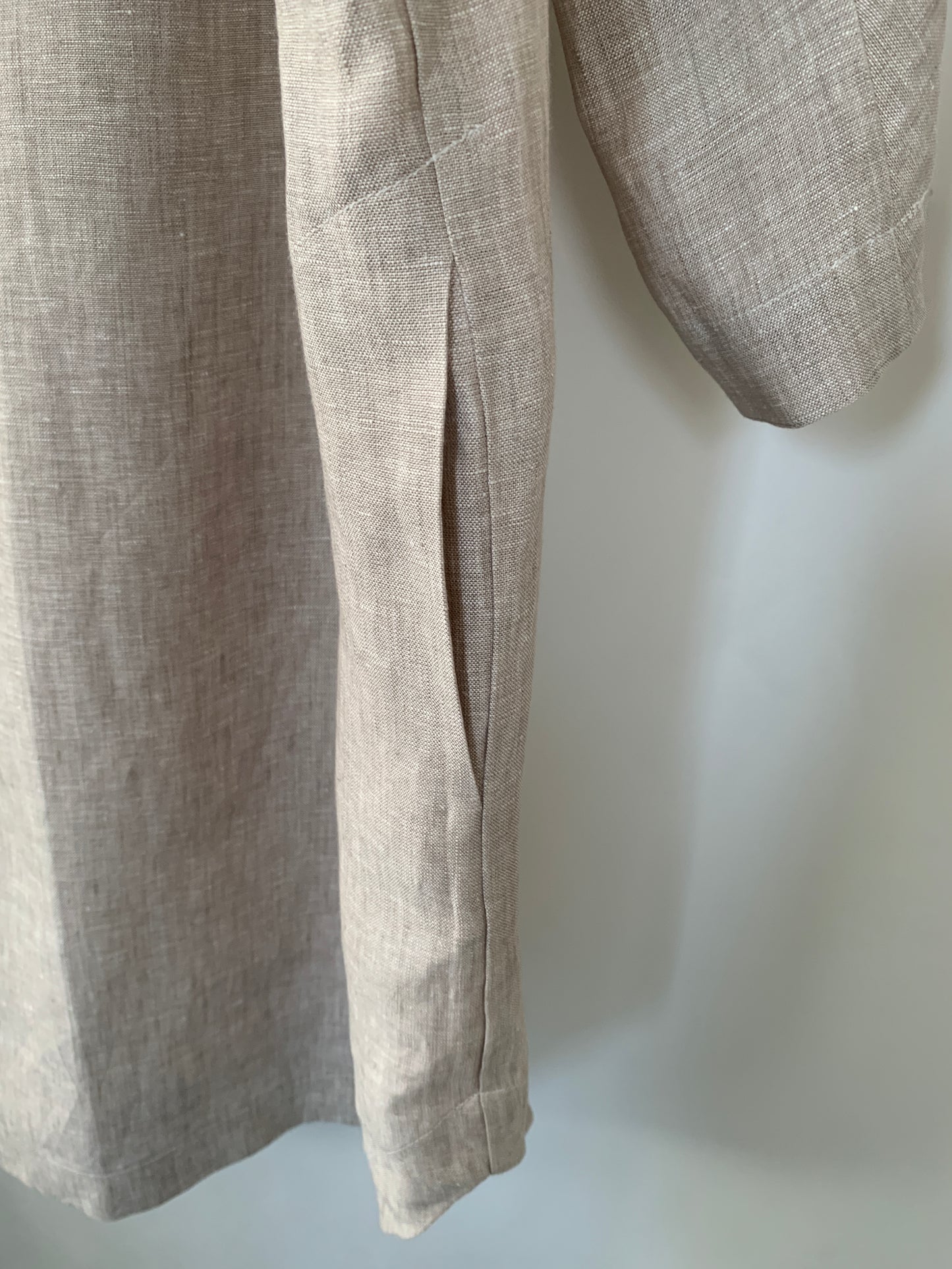 Linen Long Tunic Top(Sand/White Melange)