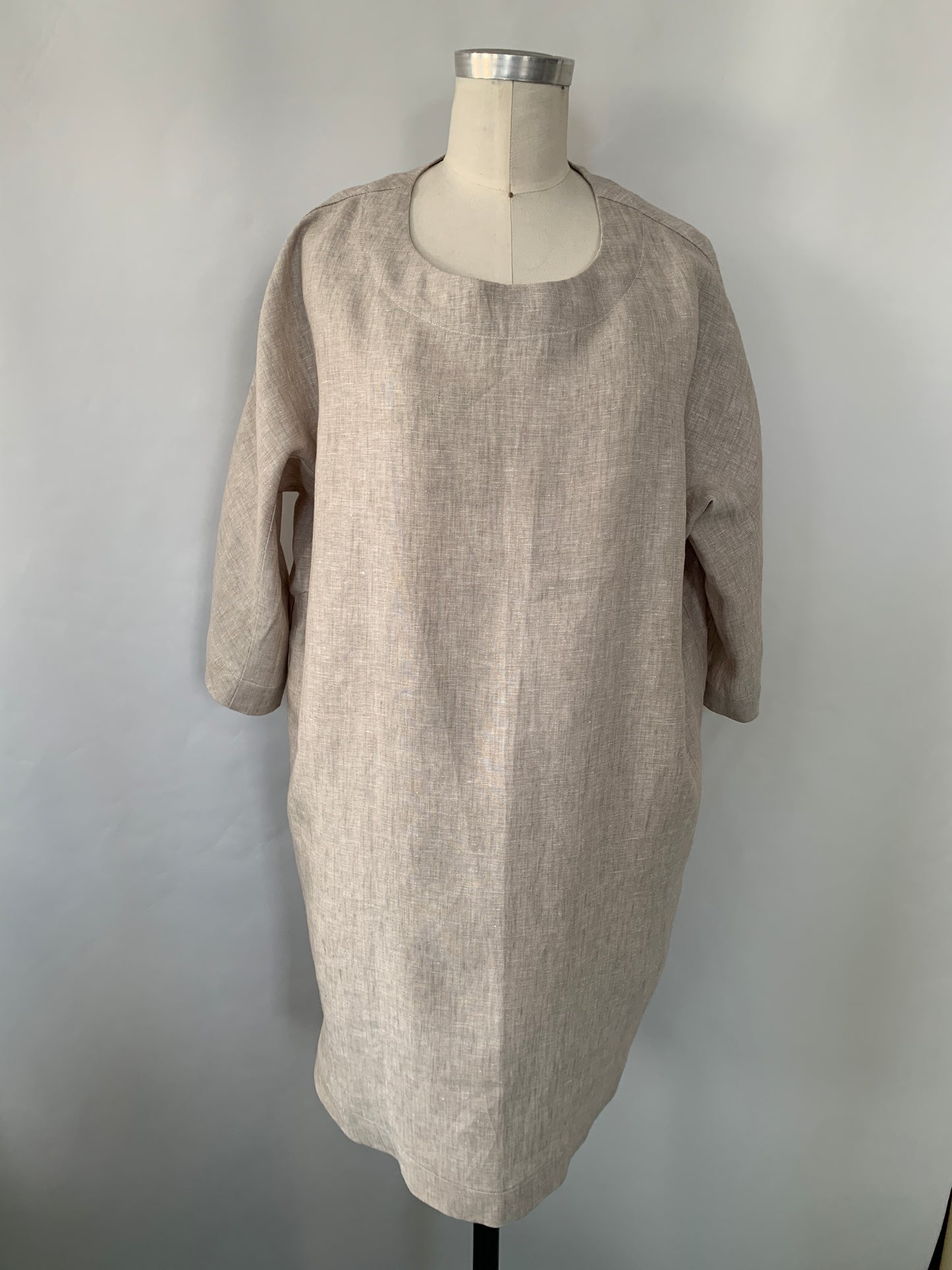 Linen Long Tunic Top(Sand/White Melange)