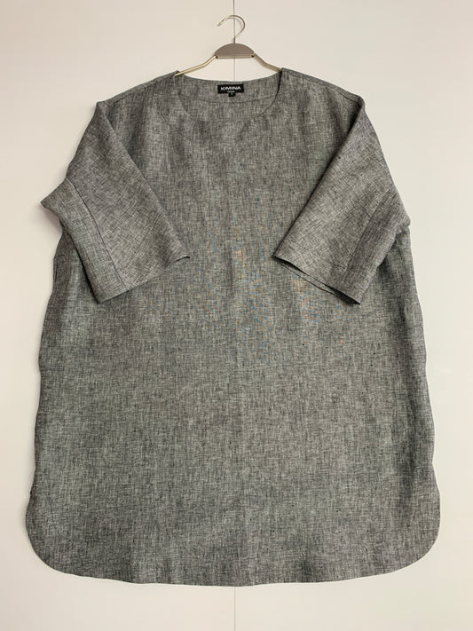Linen LongTunic Top(grey Melange)